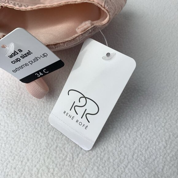 Rene Rofe Lace Pink Bra 34C Extreme Push Up Floral NWT - Picture 5 of 6